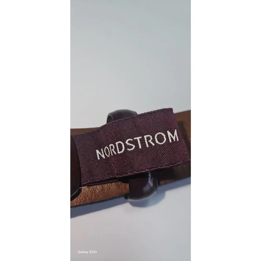 Men's Nordstrom Leather Maroon Glossy Stylish Timeless Formal Wear Belt 115/64
